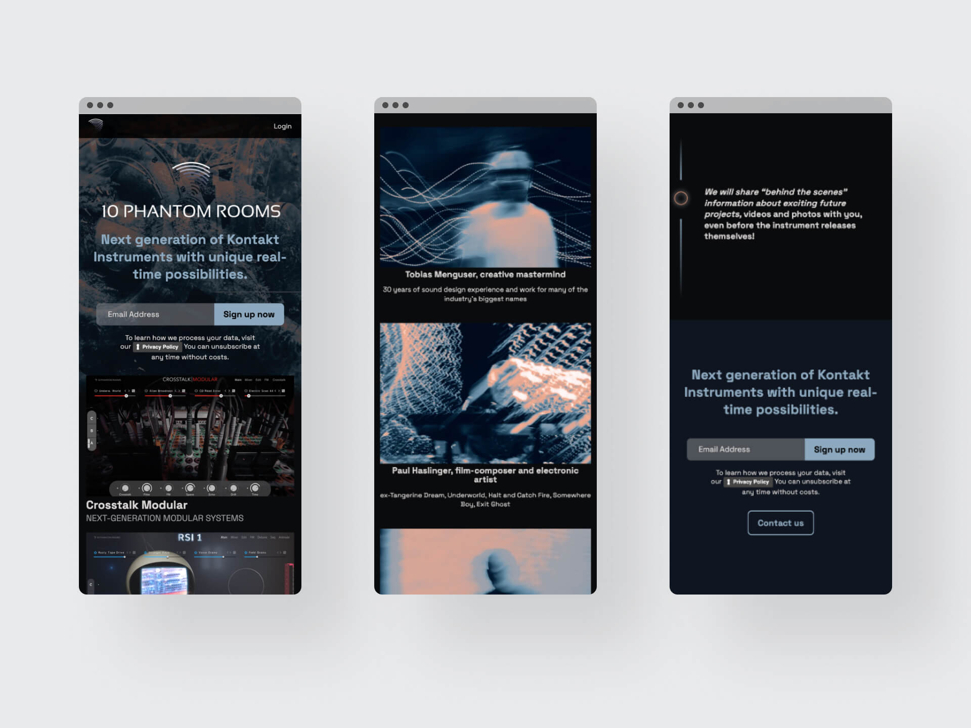 Webdesign für Audio Software im mobile Format